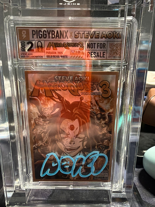 PIGGYBANX HIROQUEST 3 1/1 PLATINUM RECORD GOLD/BEIGE/WHITE AUTO BY STEVE AOKI PBX